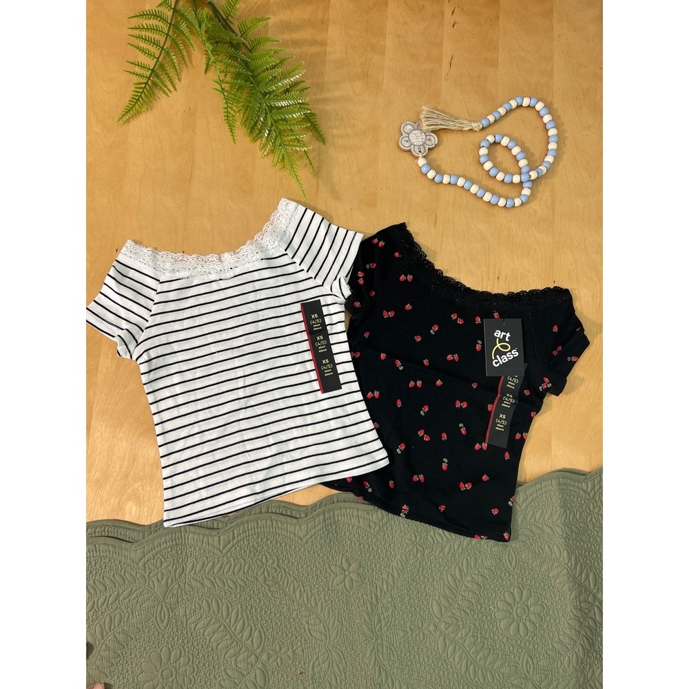 Art Class Cute Girls Off-Shoulder Tops Bundle SET size XS NWT